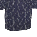 MICHAEL KAUF Mens Navy Blue & White Pattern Short Sleeve Shirt L Relaxed Fit