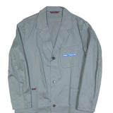 SPILAG Mens Grey Cotton Jacket M Button Workwear Plain Classic Fit Functional