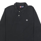 CHAPS Mens Black Long Sleeve Cotton Blend Polo Shirt XL Classic Fit Embroidered