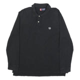 CHAPS Mens Black Long Sleeve Cotton Blend Polo Shirt XL Classic Fit Embroidered