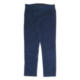 J.CREW Mens Cotton Blend Navy Slim Straight Trousers W35 L32 Casual Classic