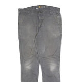 CARHARTT Mens Regular Grey Cotton Blend Straight Fit Trousers W36 L34 Workwear