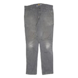 CARHARTT Mens Regular Grey Cotton Blend Straight Fit Trousers W36 L34 Workwear