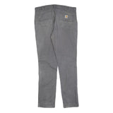 CARHARTT Mens Regular Grey Cotton Blend Straight Fit Trousers W36 L34 Workwear