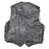 IXS Mens Black Leather Waistcoat XL Leather Plain Button Biker Detail Vest