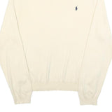POLO RALPH LAUREN Mens Cream Plain Jumper Collared Polo Cotton 2XL Classic Fit
