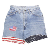 LEVI'S Womens Denim Blue Casual Shorts XS W26 American Flag Patch