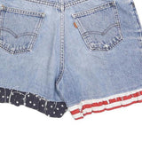 LEVI'S Womens Denim Blue Casual Shorts XS W26 American Flag Patch