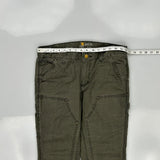 Carhartt Slim Fit Carpenter Trousers - 32W UK 12 Green Cotton Blend