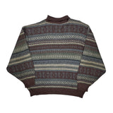 Caroche Argyle Sweater - Large Multicoloured Wool Blend