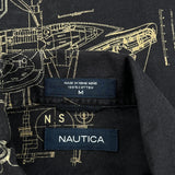Nautica Hawaiian Shirt - Medium Black Cotton
