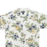 CHEROKEE Mens White & Green Hawaiian Shirt L Cotton Blend Summer Casual