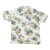 CHEROKEE Mens White & Green Hawaiian Shirt L Cotton Blend Summer Casual
