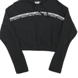 ADIDAS Womens Black Hoodie UK 8 Crop Hooded Sweatshirt Cotton Blend