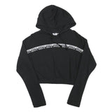 ADIDAS Womens Black Hoodie UK 8 Crop Hooded Sweatshirt Cotton Blend