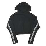 ADIDAS Womens Black Hoodie UK 8 Crop Hooded Sweatshirt Cotton Blend