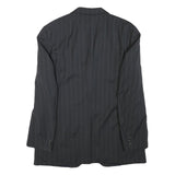 KENZO Mens Black Pinstripe Jacket XL Polyester Blend Button Closure Tailored