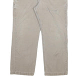 CARHARTT Mens Regular Beige Cotton Blend Trousers W36 L28 Workwear Zip Closure