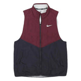 NIKE Womens Maroon & Navy Running Jacket M Polyester Blend Zip Therma-Fit