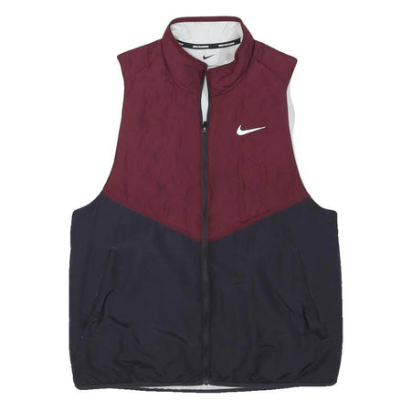 NIKE Womens Maroon & Navy Running Jacket M Polyester Blend Zip Therma-Fit