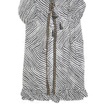 MONSOON Womens Black & White Printed Blouse Long Sleeve V-Neck XL Tie Front
