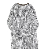 MONSOON Womens Black & White Printed Blouse Long Sleeve V-Neck XL Tie Front