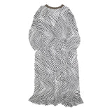 MONSOON Womens Black & White Printed Blouse Long Sleeve V-Neck XL Tie Front