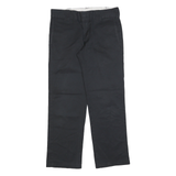 DICKIES Mens Cotton Blend Black Regular Straight Trousers W31 L30 Classic