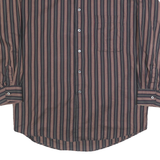BURBERRY Mens Black & Brown Striped Cotton Shirt L Classic Long Sleeve Button