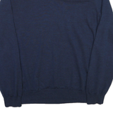 CALVIN KLEIN Mens Blue Plain V-Neck Basic Knit XL Wool Jumper