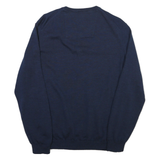 CALVIN KLEIN Mens Blue Plain V-Neck Basic Knit XL Wool Jumper