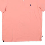 NAUTICA Mens Pink Short Sleeve Plain Polo Shirt L Cotton Blend Casual Summer