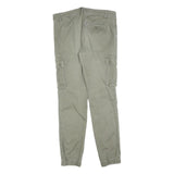 PIER ONE Mens Cotton Blend Slim Cargo Trousers Green W32 L32 Casual Zip Closure