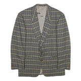 Mens Grey Check Wool Blazer Jacket M Woven Classic Tailored Button Closure