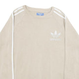 ADIDAS Mens Beige Sweatshirt Crew Neck M Classic 3-Stripes Trefoil Logo