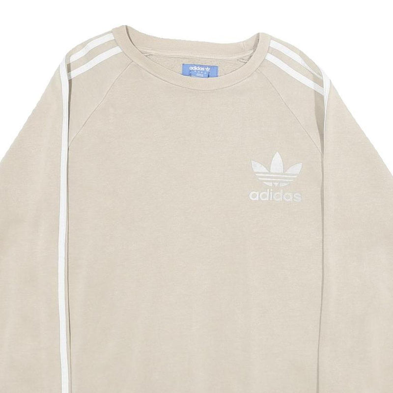 ADIDAS Mens Beige Sweatshirt Crew Neck M Classic 3-Stripes Trefoil Logo