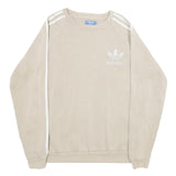 ADIDAS Mens Beige Sweatshirt Crew Neck M Classic 3-Stripes Trefoil Logo