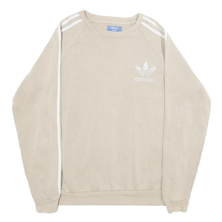 ADIDAS Mens Beige Sweatshirt Crew Neck M Classic 3-Stripes Trefoil Logo