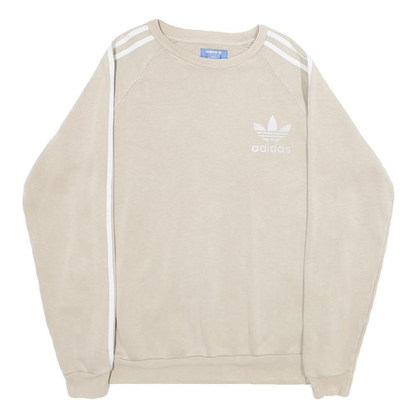 ADIDAS Mens Beige Sweatshirt Crew Neck M Classic 3-Stripes Trefoil Logo