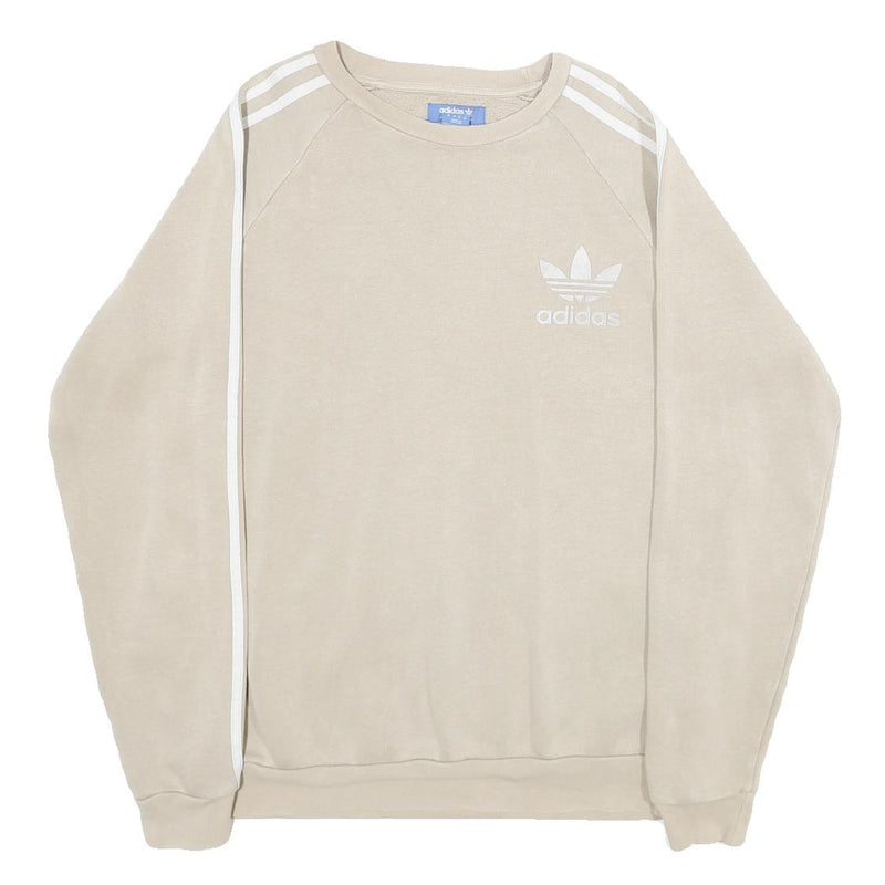 ADIDAS Mens Beige Sweatshirt Crew Neck M Classic 3-Stripes Trefoil Logo