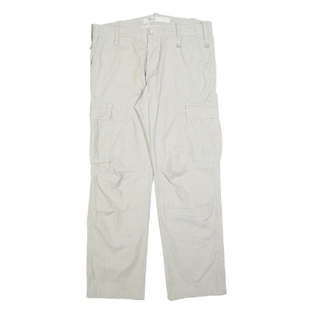 GAUDI Mens Cotton Blend Relaxed Beige Cargo Trousers W38 L32 Comfortable Zip