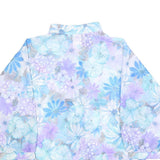 TEDDI Womens Blue Purple Floral Shirt Long Sleeve Button Neck L Floral Print