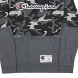 CHAMPION Mens Black & Grey Camouflage Sweatshirt Crew Neck S Cotton Blend