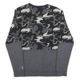 CHAMPION Mens Black & Grey Camouflage Sweatshirt Crew Neck S Cotton Blend