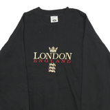 CORPORAID Mens Black London England Crew Neck XL Embroidered Sweatshirt