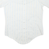 ARROW Mens White & Pale Blue Striped Shirt L Polyester Blend Summer Style