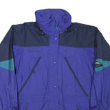 COLUMBIA Mens Blue Navy & Teal Outdoor Jacket L Polyester Blend Colorblock Zip
