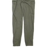 DENIM COLLECTION Womens Cotton Blend Green Slim Straight Trousers W24 L26 Zip