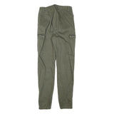 DENIM COLLECTION Womens Cotton Blend Green Slim Straight Trousers W24 L26 Zip