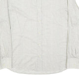 HUGO BOSS Mens White & Grey Patterned Shirt XL Lightweight Polyester Blend Smart